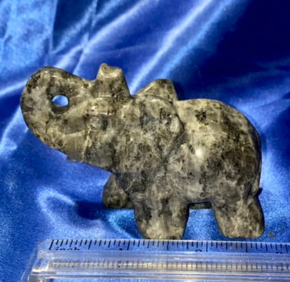 Larvikite Elephant Figurine