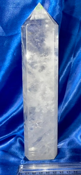 Clear Quartz Tower 1l  - polished white clear crystal stone sculpture