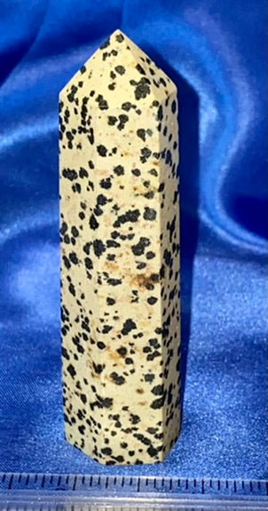 Dalmatian Jasper Point l1,2,3  - spotted black cream white polished stone sculpture