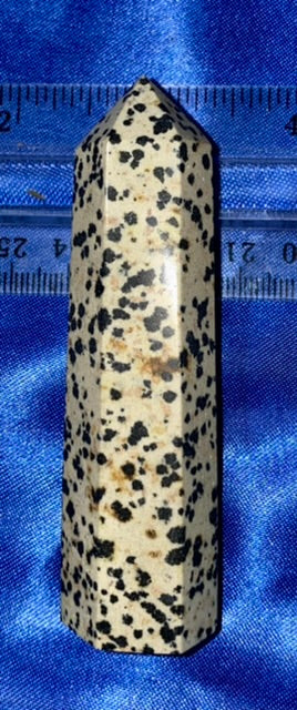 Dalmatian Jasper Point l1,2,3  - spotted black cream white polished stone sculpture