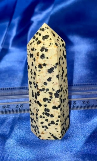 Dalmatian Jasper Point m1,2  - spotted black cream white polished stone sculpture