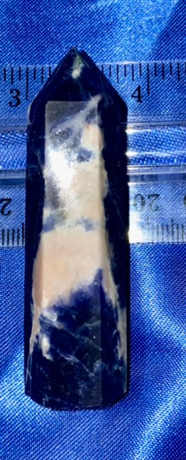 Sodalite Point s - polished blue white stone mini-tower sculpture