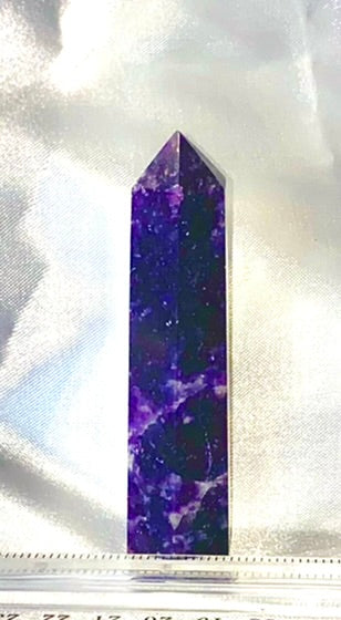 Lepidolite Point m1-8 - polished purple stone mini-tower sculpture