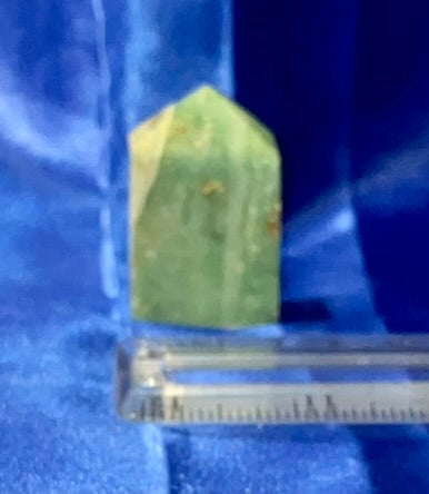 Green Calcite Point 2 - polished white green stone mini-tower sculpture