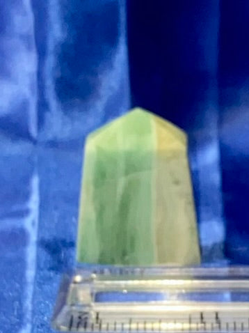 Green Calcite Point 3 - polished white green stone mini-tower sculpture