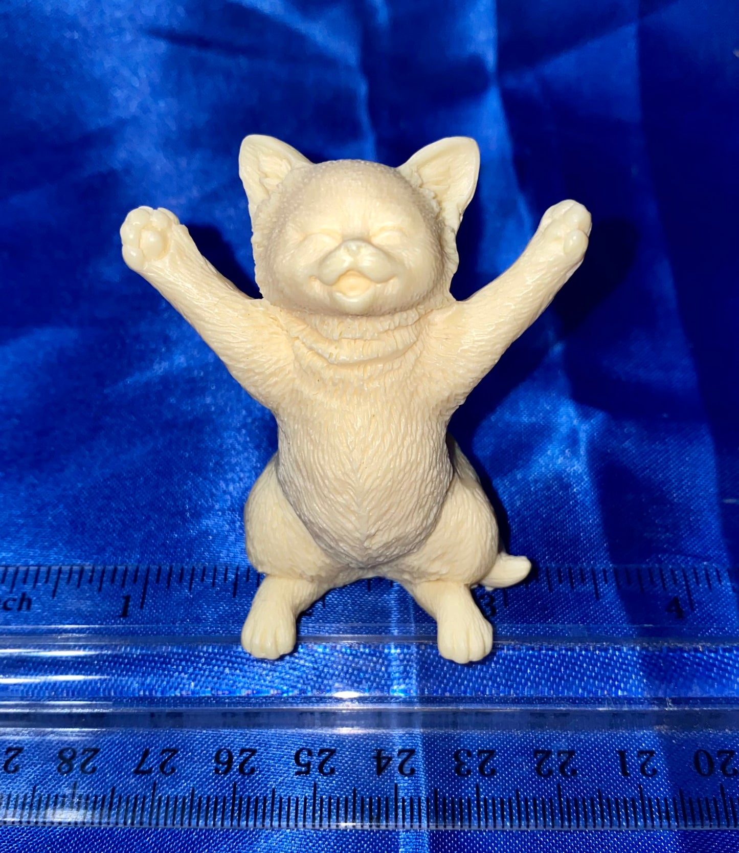 Happy Cat figurine, Tagua Fruit (AKA Palm FruitIvory)