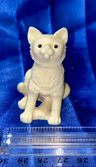 Seated Cat figurine made of Tagua Fruit (AKA Palm FruitIvory)