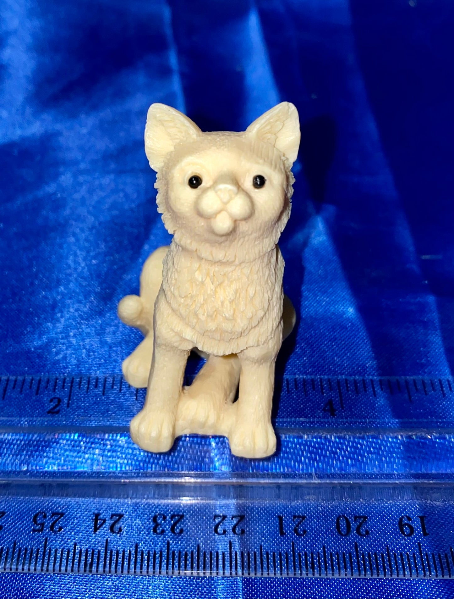 Seated Cat figurine made of Tagua Fruit (AKA Palm FruitIvory)