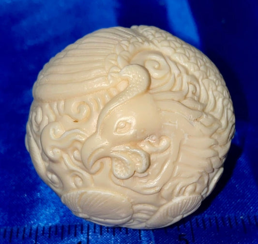 Phoenix Sphere Figurine, Tagua Fruit (AKA Palm FruitIvory)