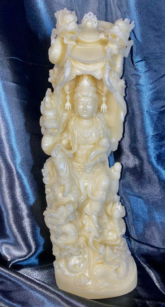 Quan Yin in a Cave Statue, Tagua Fruit (AKA PalmIvory)