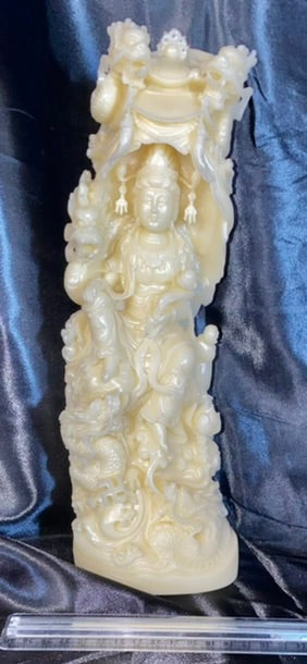 Quan Yin in a Cave Statue, Tagua Fruit (AKA PalmIvory)