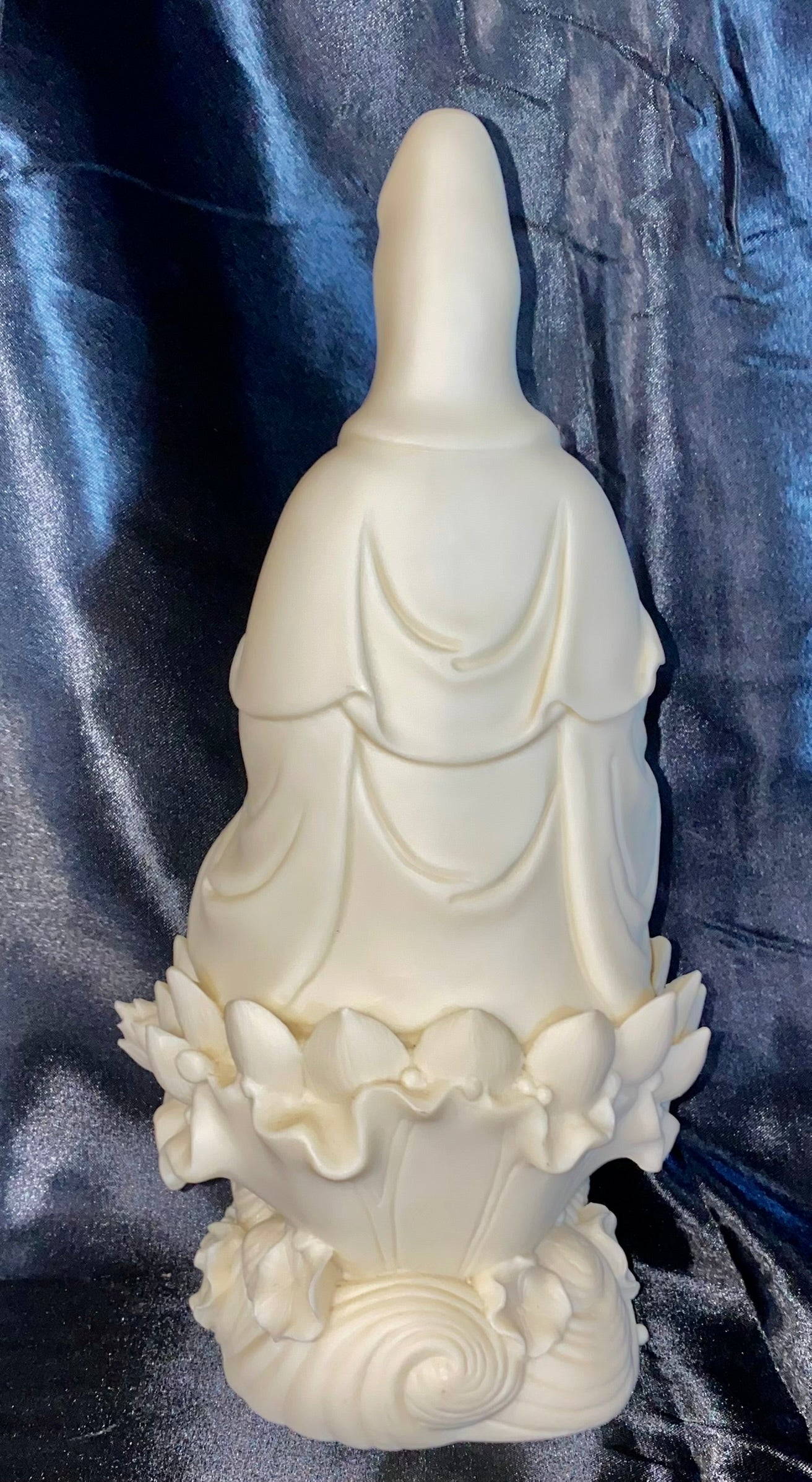 Quan Yin seated on a Lotus Pedestal Statue, Tagua Fruit (AKA Palm FruitIvory)