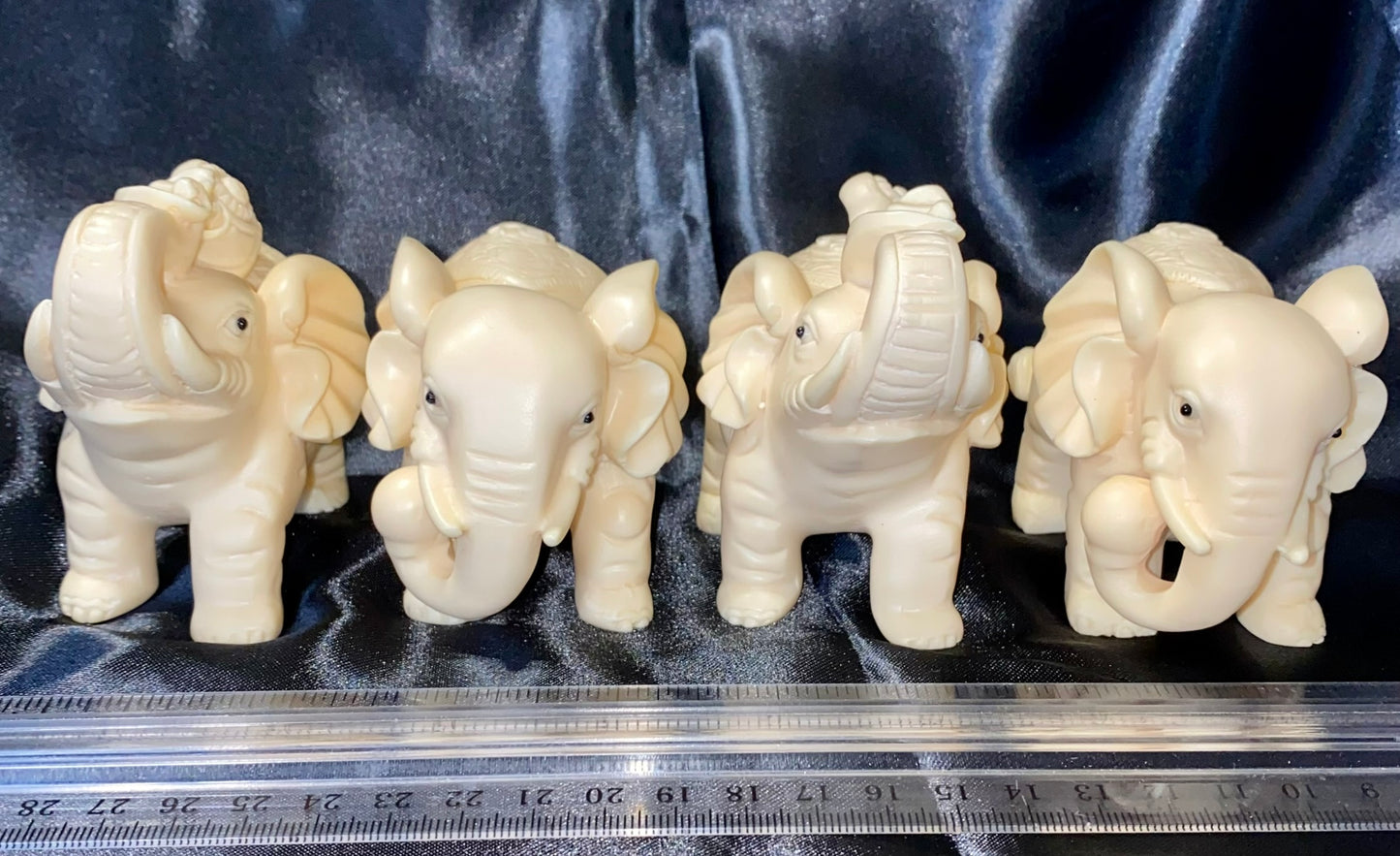 Elephant Pair Figurines, Tagua Fruit (AKA Palm FruitIvory)