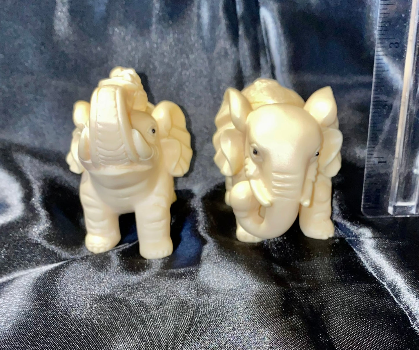 Elephant Pair Figurines, Tagua Fruit (AKA Palm FruitIvory)