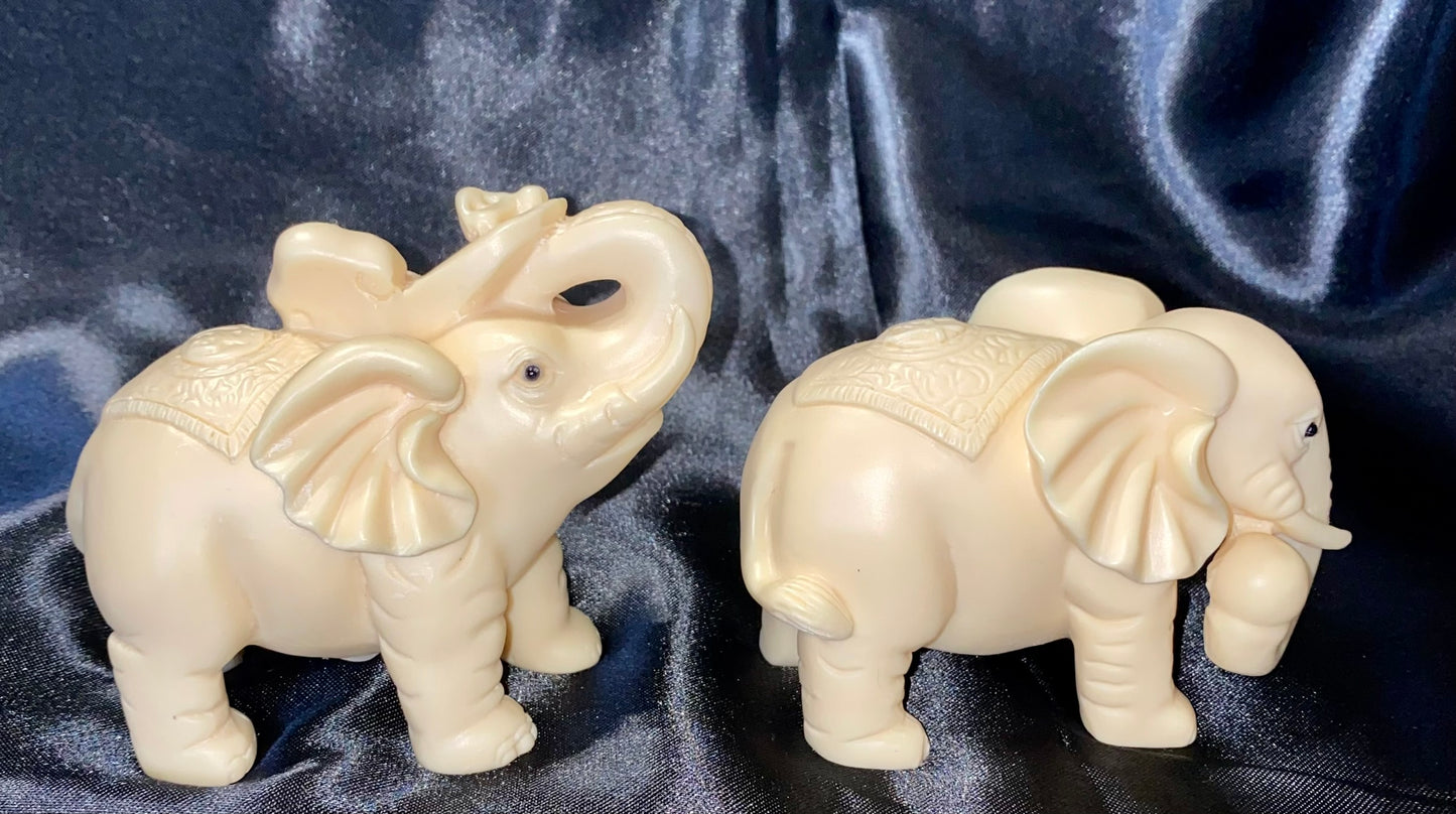 Elephant Pair Figurines, Tagua Fruit (AKA Palm FruitIvory)