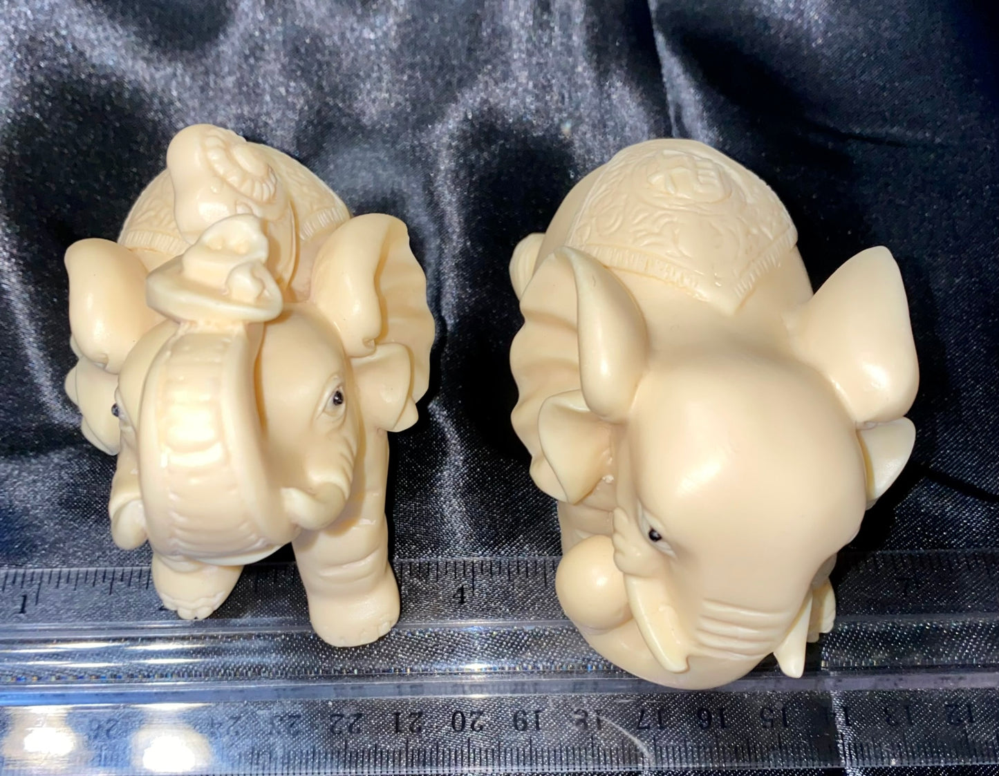 Elephant Pair Figurines, Tagua Fruit (AKA Palm FruitIvory)