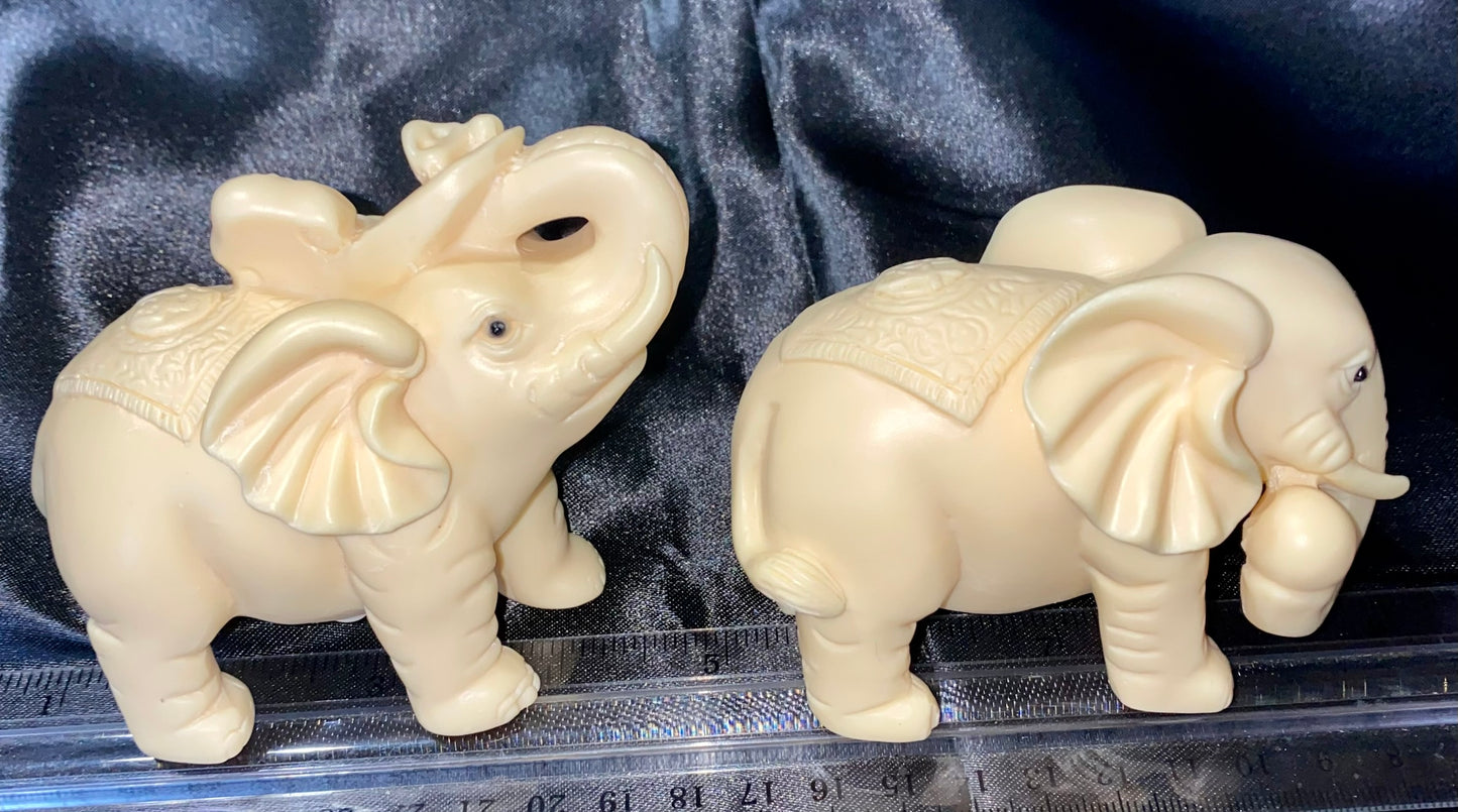 Elephant Pair Figurines, Tagua Fruit (AKA Palm FruitIvory)