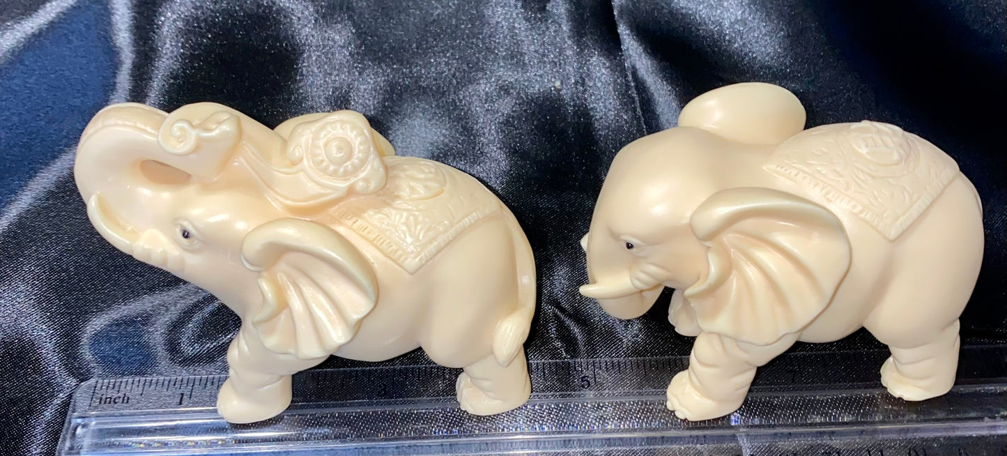 Elephant Pair Figurines, Tagua Fruit (AKA Palm FruitIvory)