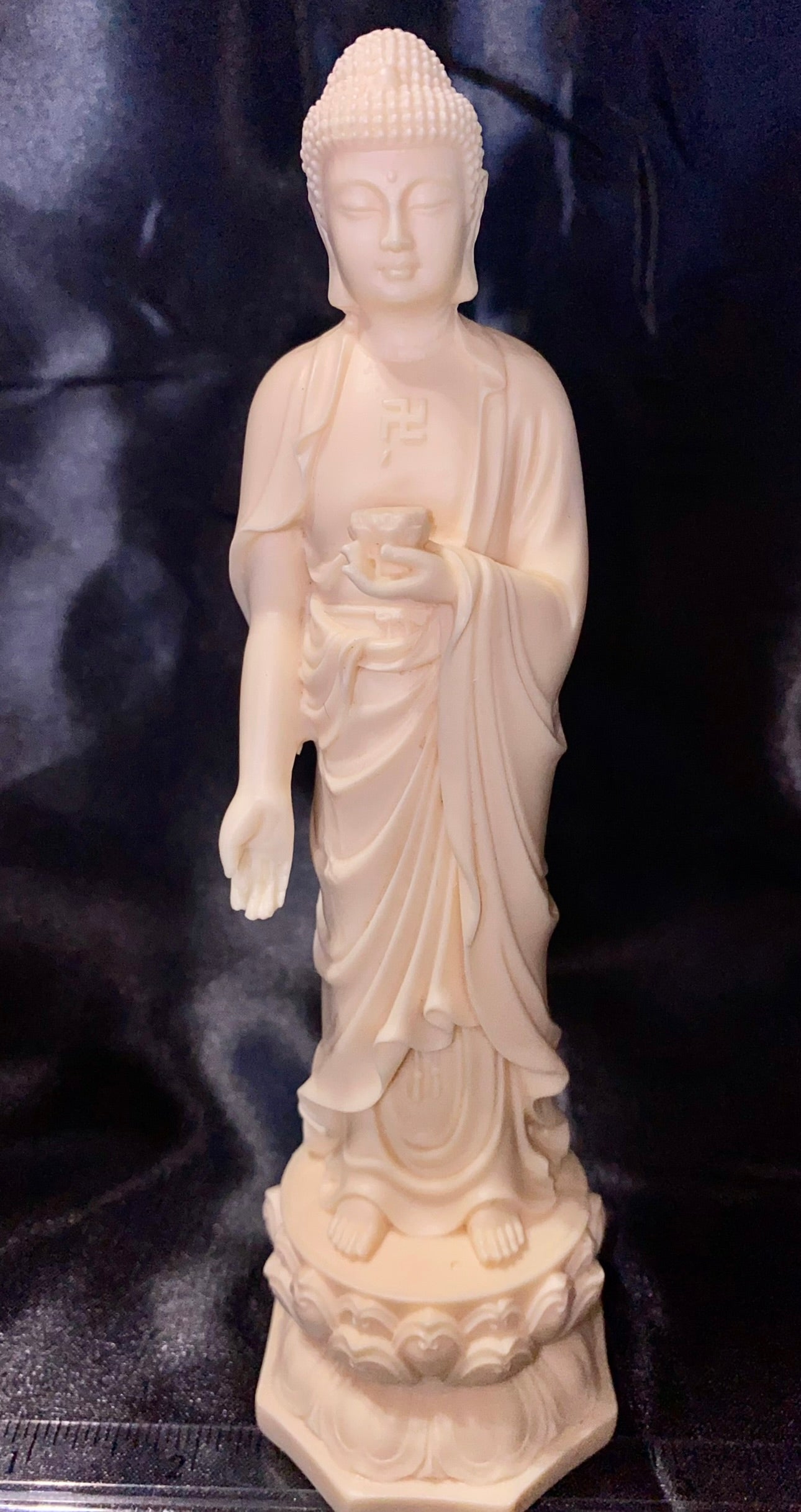 Standing Buddha Statue made of Tagua Fruit (AKA Palm FruitIvory)