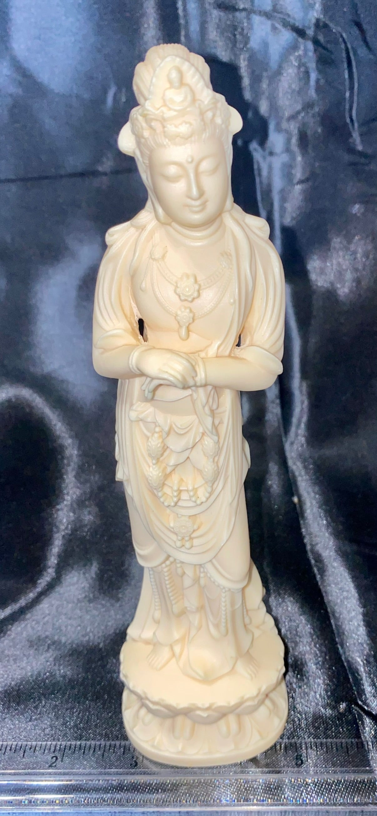 Standing Quan Yin Statue, Tagua Fruit (AKA Palm FruitIvory)