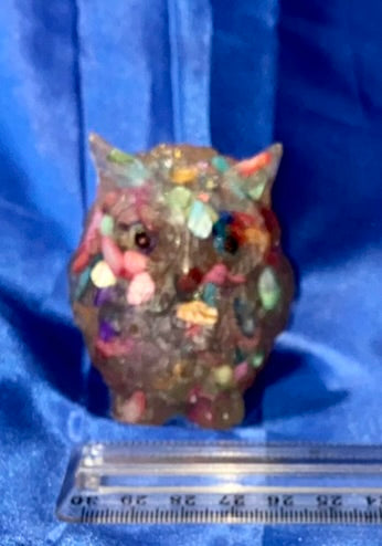 Resin Owl Figurine (multicolored stone filled)