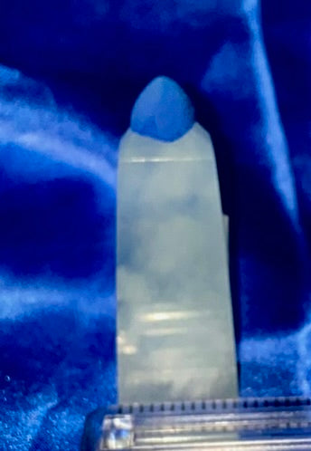 Blue Calcite Point xx2  - polished stone mini-tower sculpture