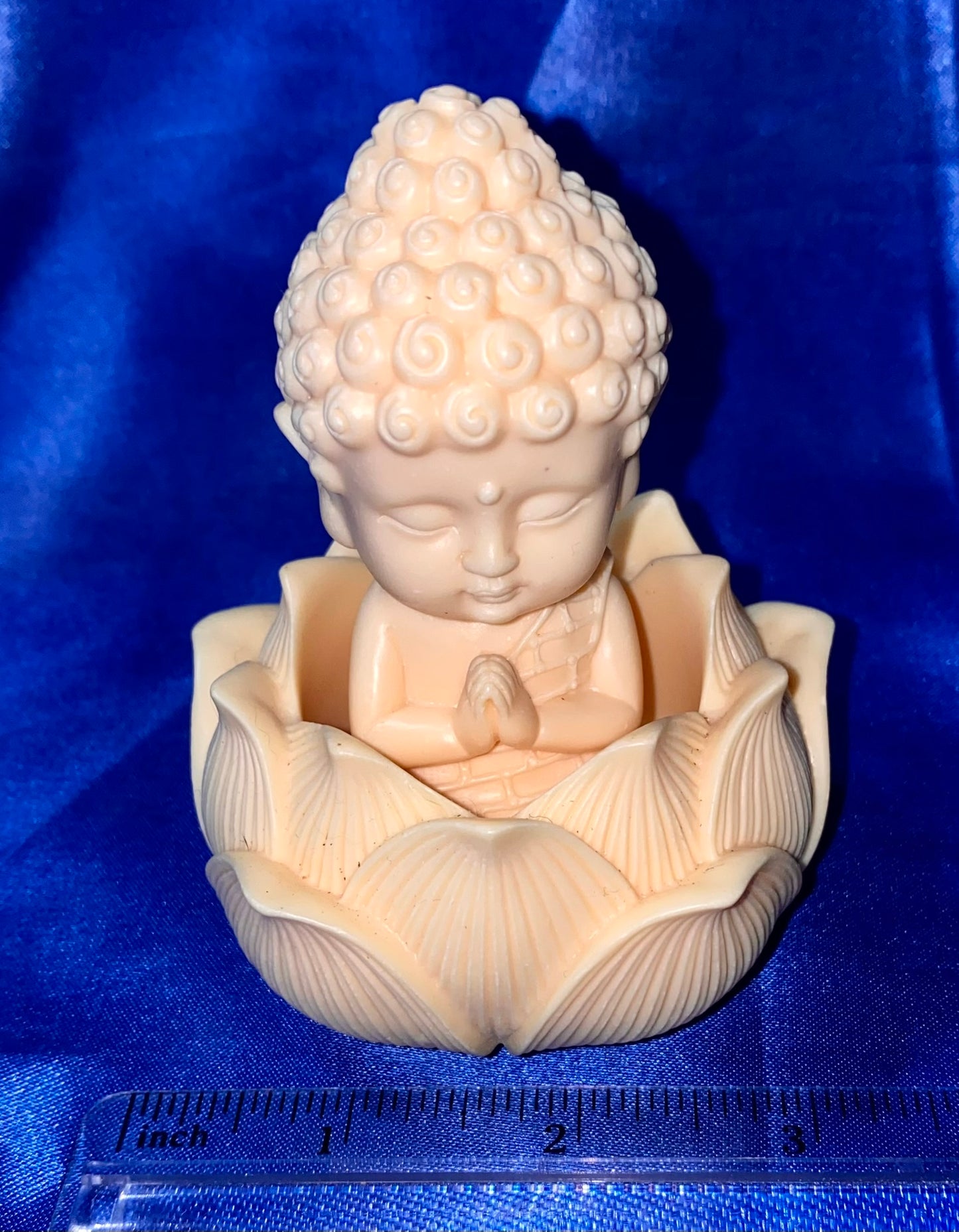 Buddha in a Lotus Figurine, Tagua Fruit (AKA Palm FruitIvory)