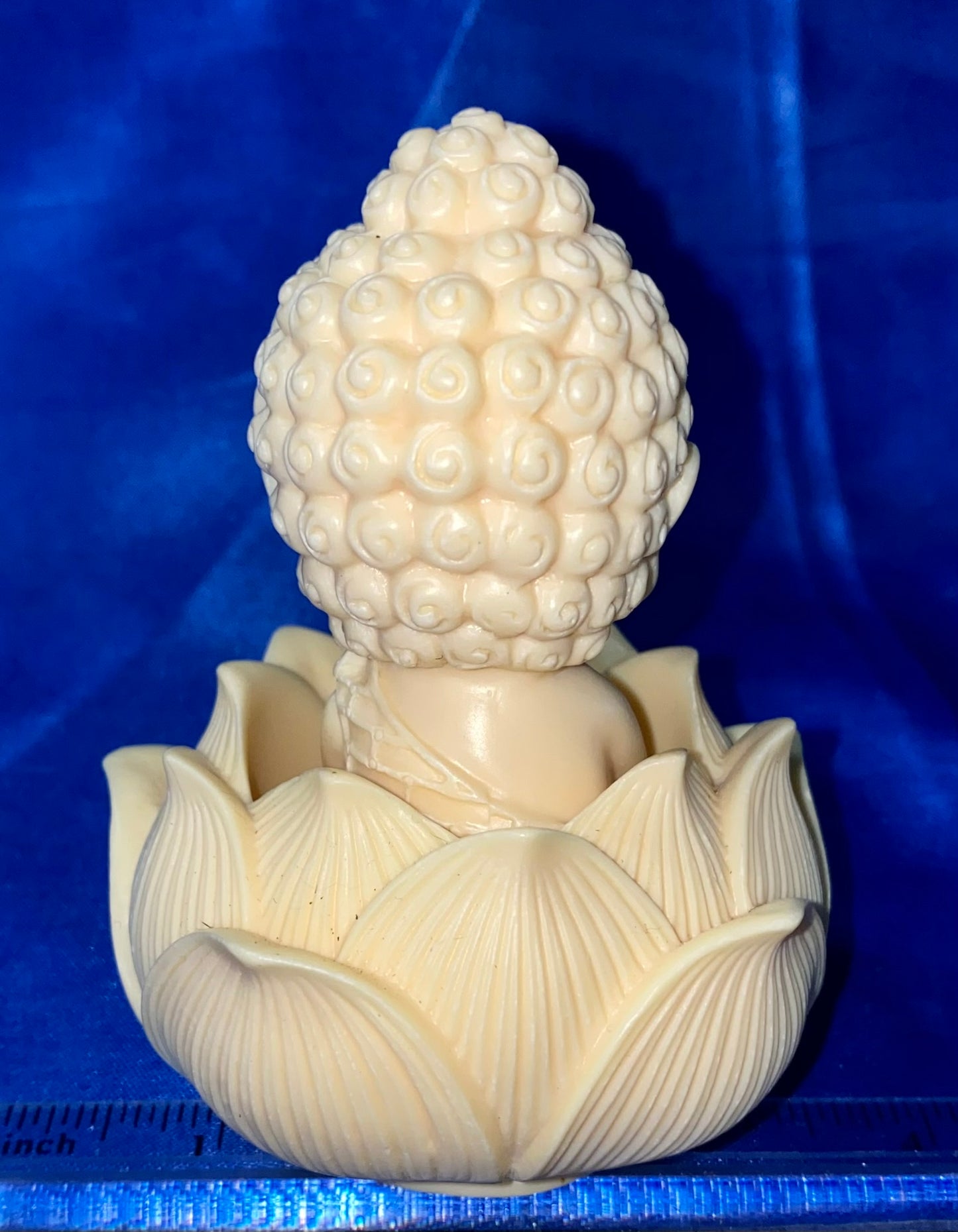 Buddha in a Lotus Figurine, Tagua Fruit (AKA Palm FruitIvory)