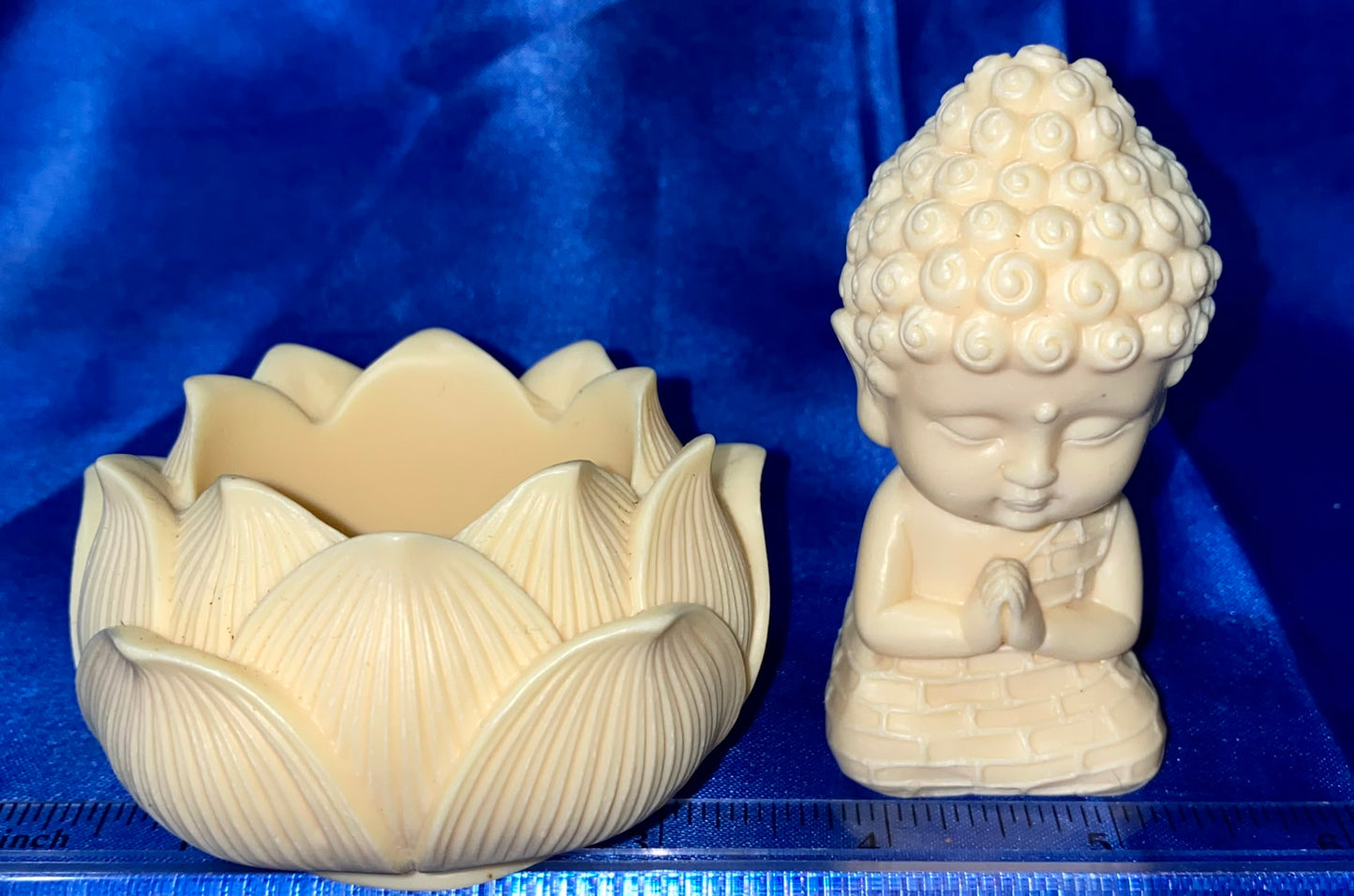 Buddha in a Lotus Figurine, Tagua Fruit (AKA Palm FruitIvory)