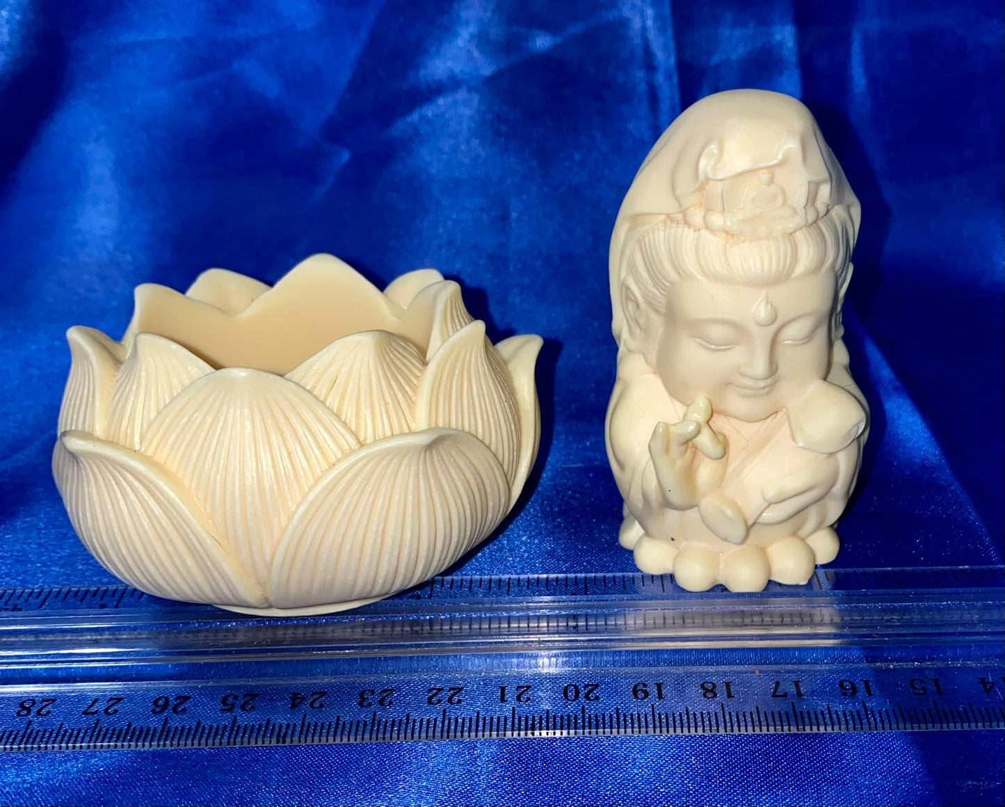 Quan Yin in a Lotus Figurine, Tagua Fruit (AKA Palm Fruitivory)