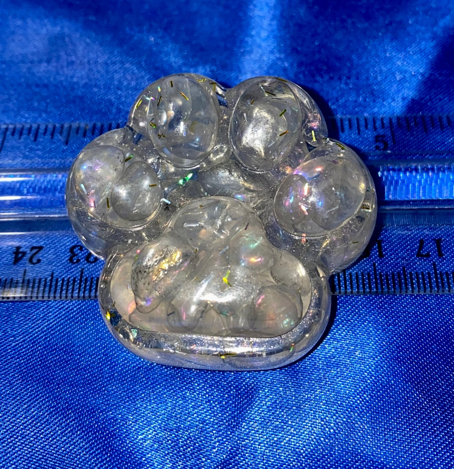 Dog or Cat Paw Resin Figurine - gemstone filled