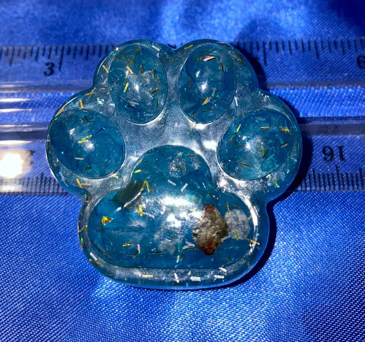 Dog or Cat Paw Resin Figurine - gemstone filled