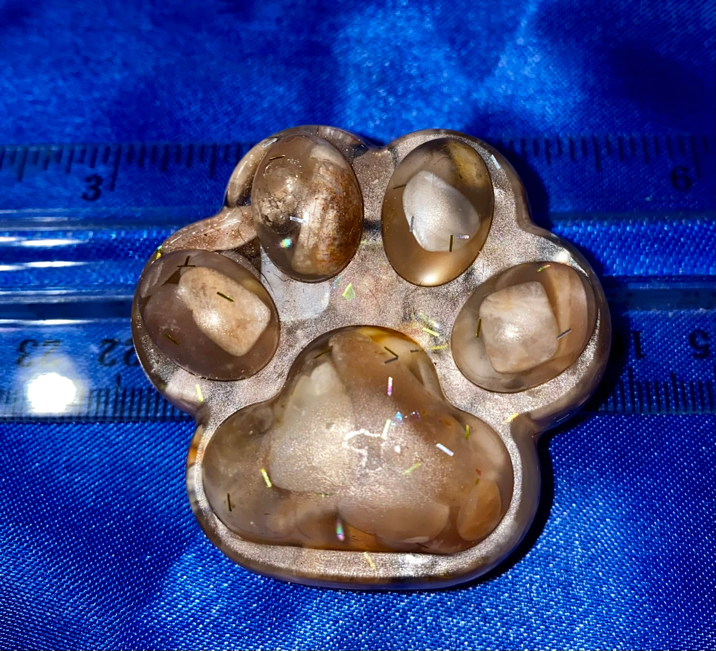 Dog or Cat Paw Resin Figurine - gemstone filled