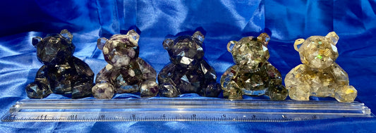 Teddy Bear Resin Figurine - gemstone filled