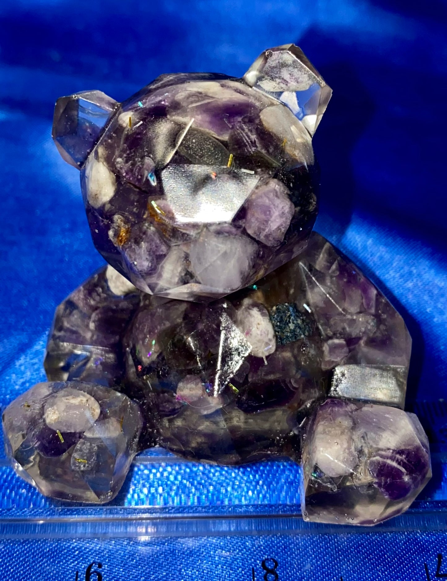 Teddy Bear Resin Figurine - gemstone filled