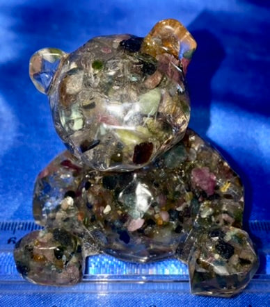 Teddy Bear Resin Figurine - gemstone filled