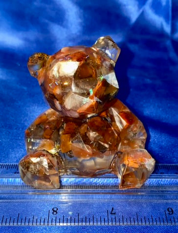 Teddy Bear Resin Figurine - gemstone filled