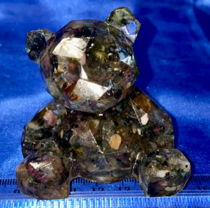 Teddy Bear Resin Figurine - gemstone filled