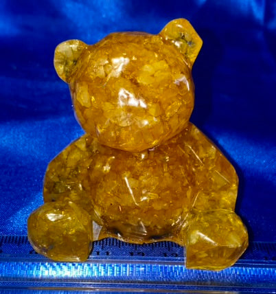 Teddy Bear Resin Figurine - gemstone filled