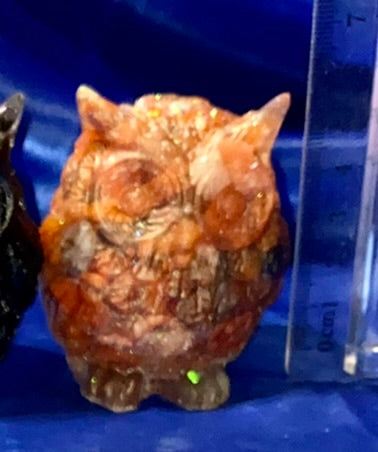 Owl Figurine - gemstone-filled Resin