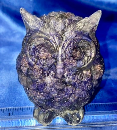 Owl Figurine - gemstone-filled Resin