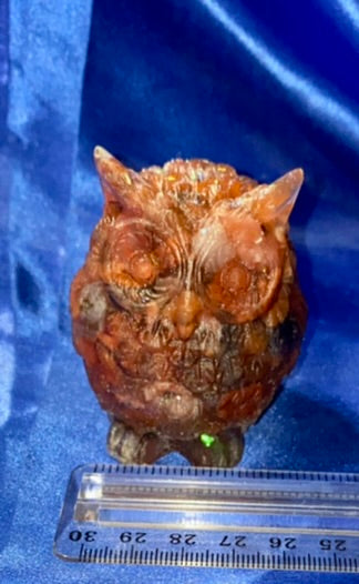 Owl Figurine - gemstone-filled Resin