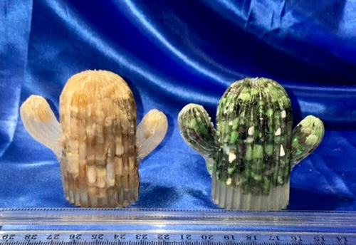 Cactus Figurine - gemstone-filled Resin