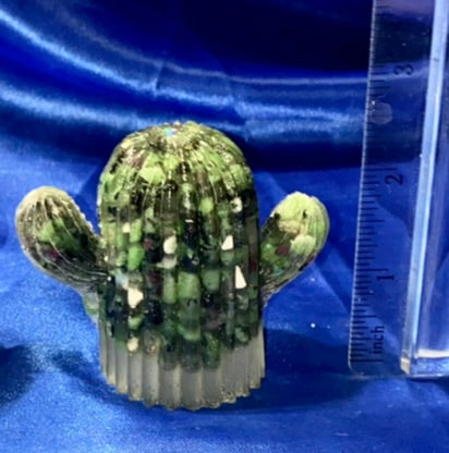 Cactus Figurine - gemstone-filled Resin