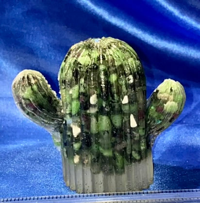 Cactus Figurine - gemstone-filled Resin