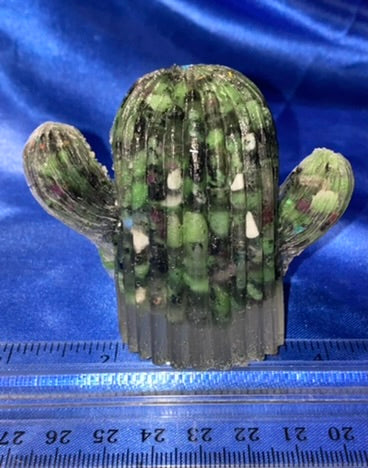 Cactus Figurine - gemstone-filled Resin