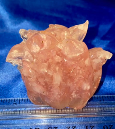 Reclining 9 Tail Fox Resin Figurine - Rose Quartz filled