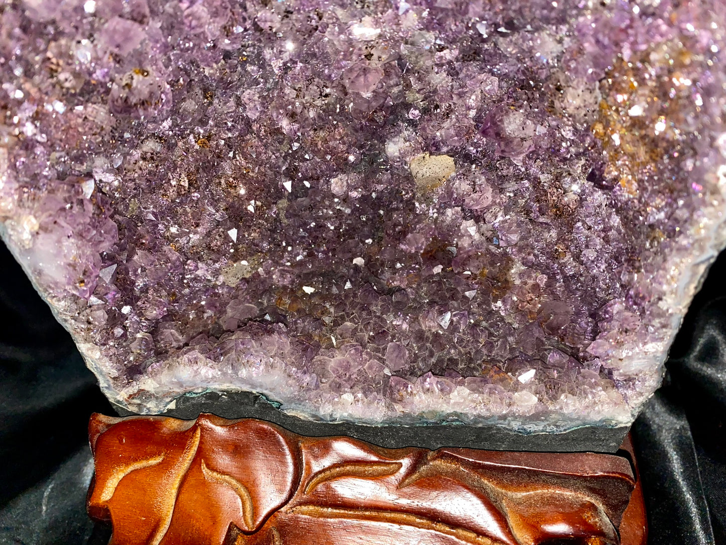 Large Amethyst Geode "Cave" with Custom Wooden Stand