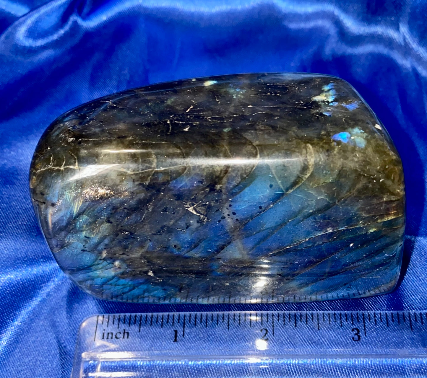 Labradorite Free Form 2 - polished blue gold flash stone sculpture