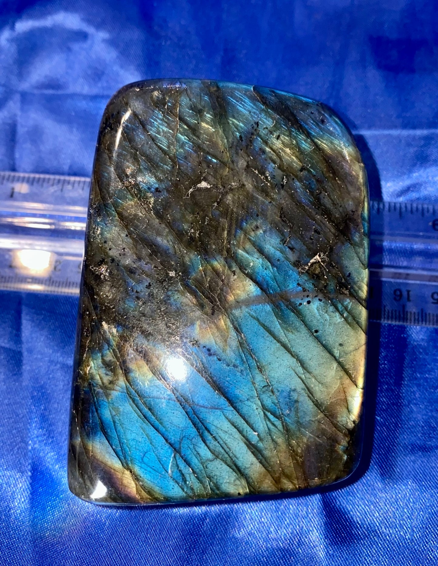 Labradorite Free Form 2 - polished blue gold flash stone sculpture